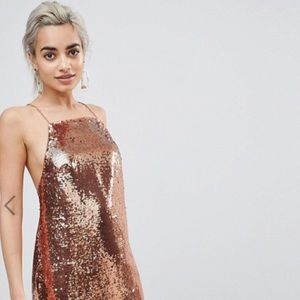 ASOS Rose Gold Sequin Mini Dress